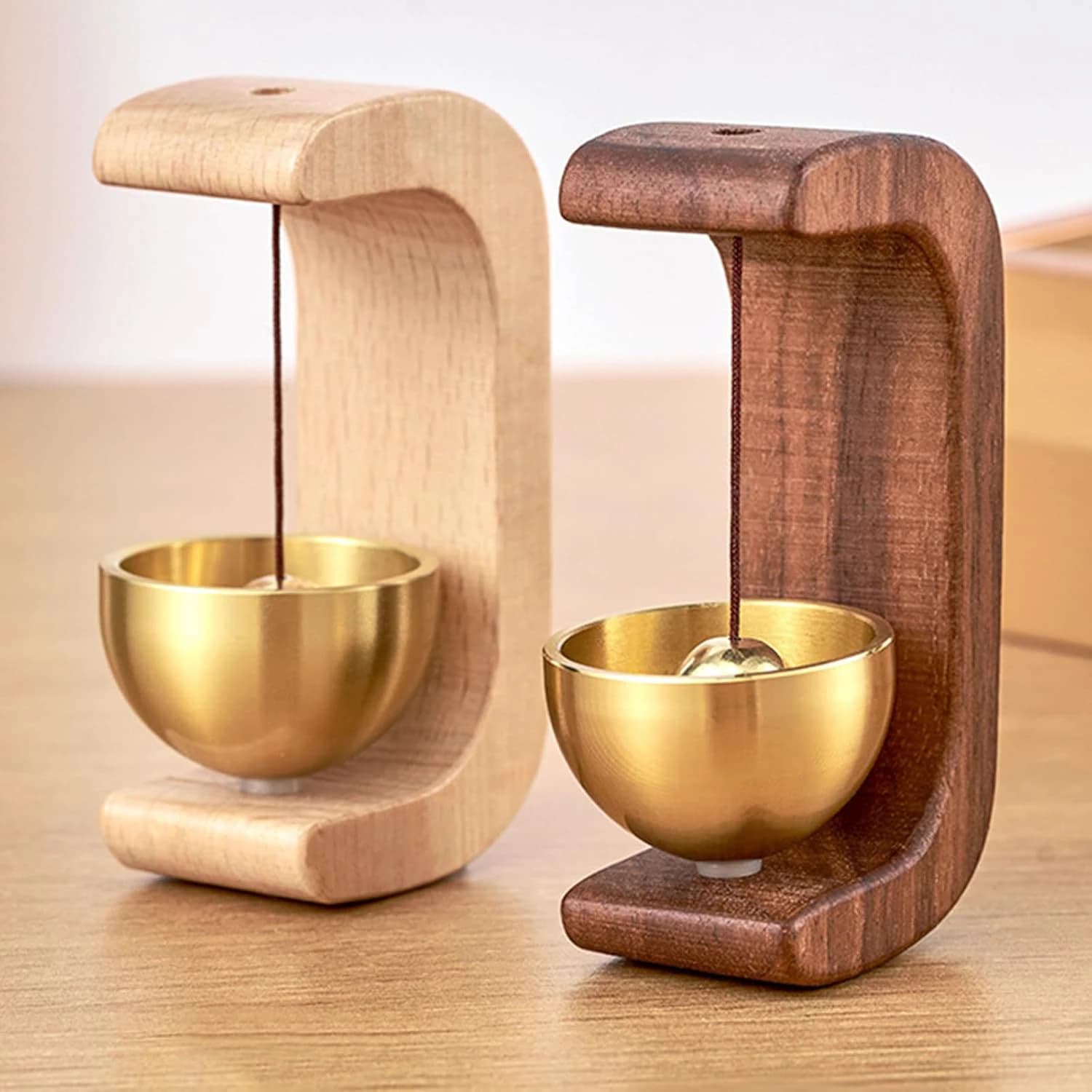 Brass Doorbell Reminder Magnetic Wooden Wind Chimes Self-adhesive DoorBell for Door Home Decorations
