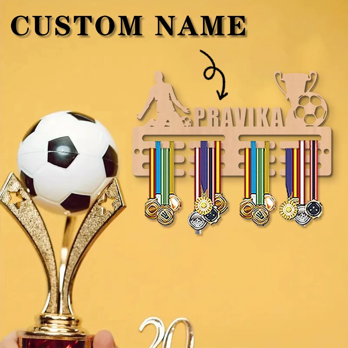 1 Piece Custom Wood Medals with Name and Number, Custom Display for Athletes Medals