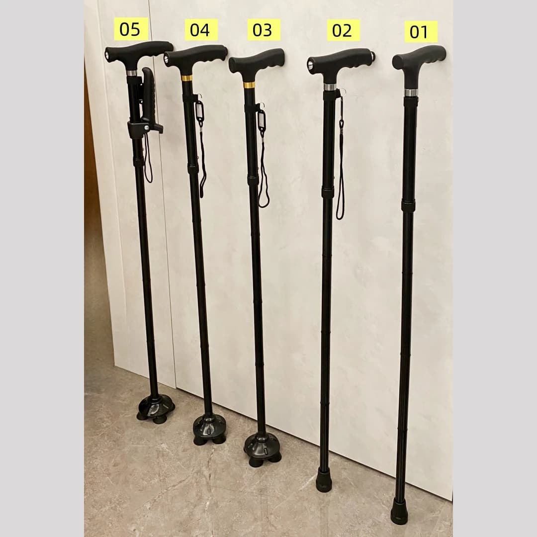 Foldable aluminum stick with light retractable walking sticks Trekking poles for old man Elegant molds for old grandfather