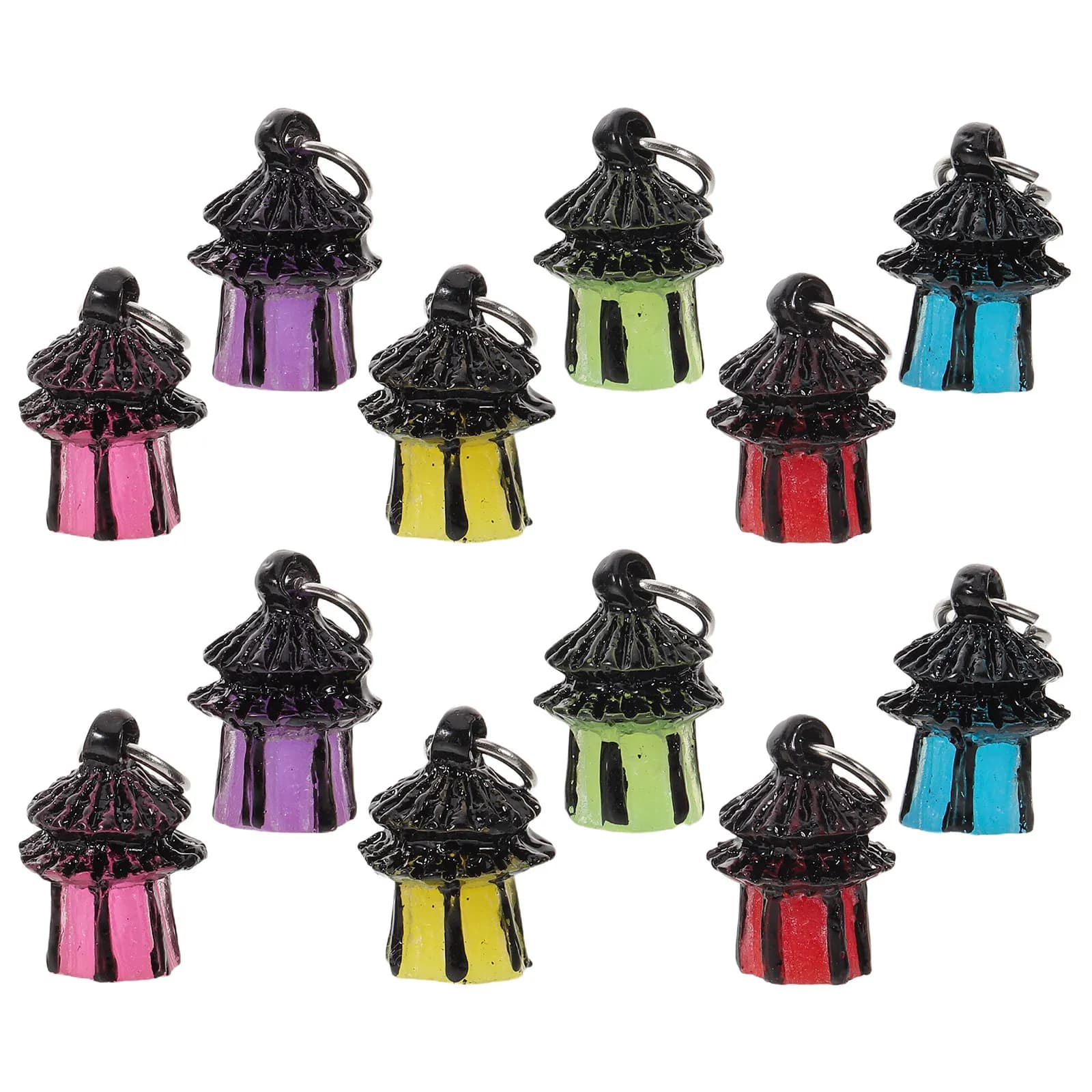 Set di 14 Mini Ornamenti Luminosi da Giardino, Luci Notturne per Micro Paesaggi, Lanterne Decorative in Resina