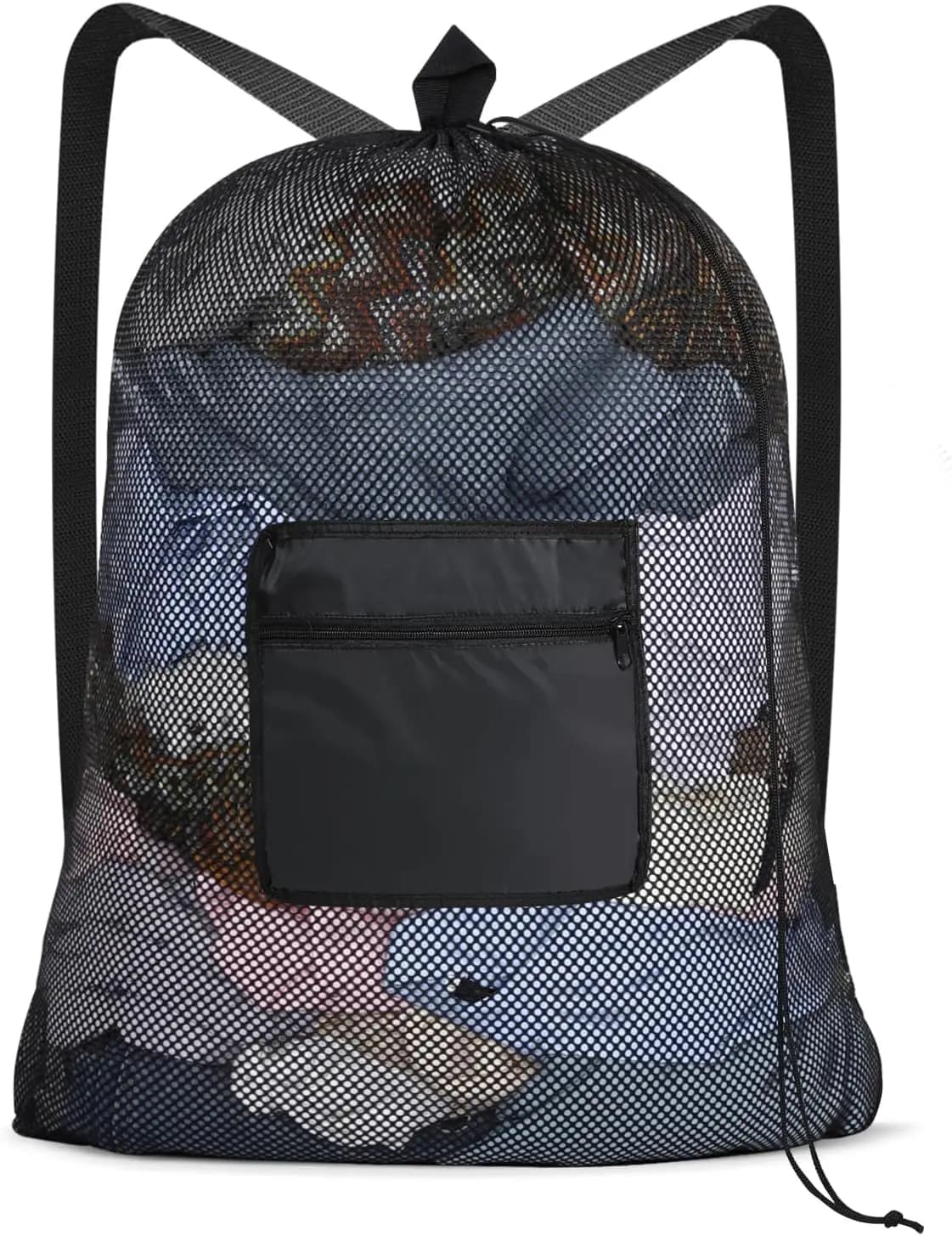 Zaino porta biancheria in rete extra large 36x28 pollici, resistente, con coulisse e tracolla per vestiti sporchi