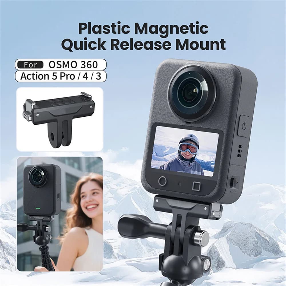Supporto magnetico a sgancio rapido Insta 360Action5Pro/4/3 - Staffa in plastica portatile e resistente per accessori per treppiede e selfie stick
