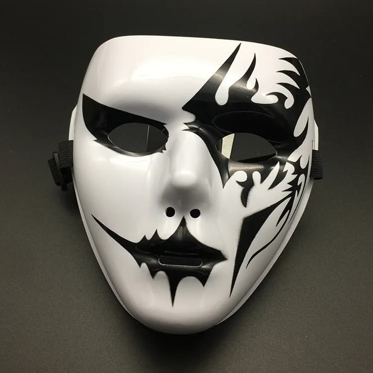 4PCS 2025 Puntelli di Halloween Maschera Performance di danza Tiktok Maschera a pieno facciale Maschera per occhi per adulti da uomo hip-hop bianca dipinta a mano