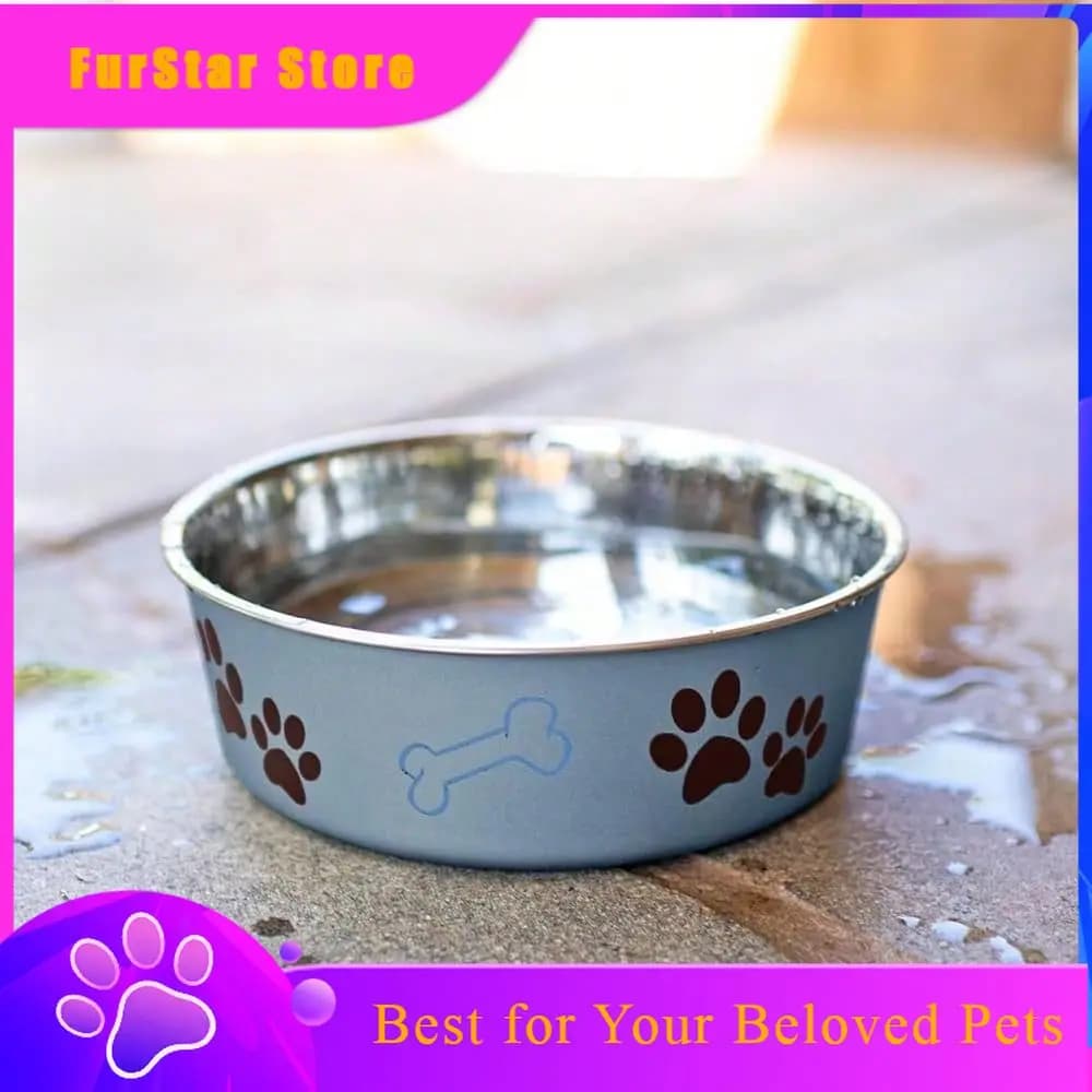 FurStarBowls Stainless Steel Dog Cat Bowls Spill Proof Dog Food Bowl, Cat Bowl, Puppy Essentials Pet Supplies Great For Home Tra