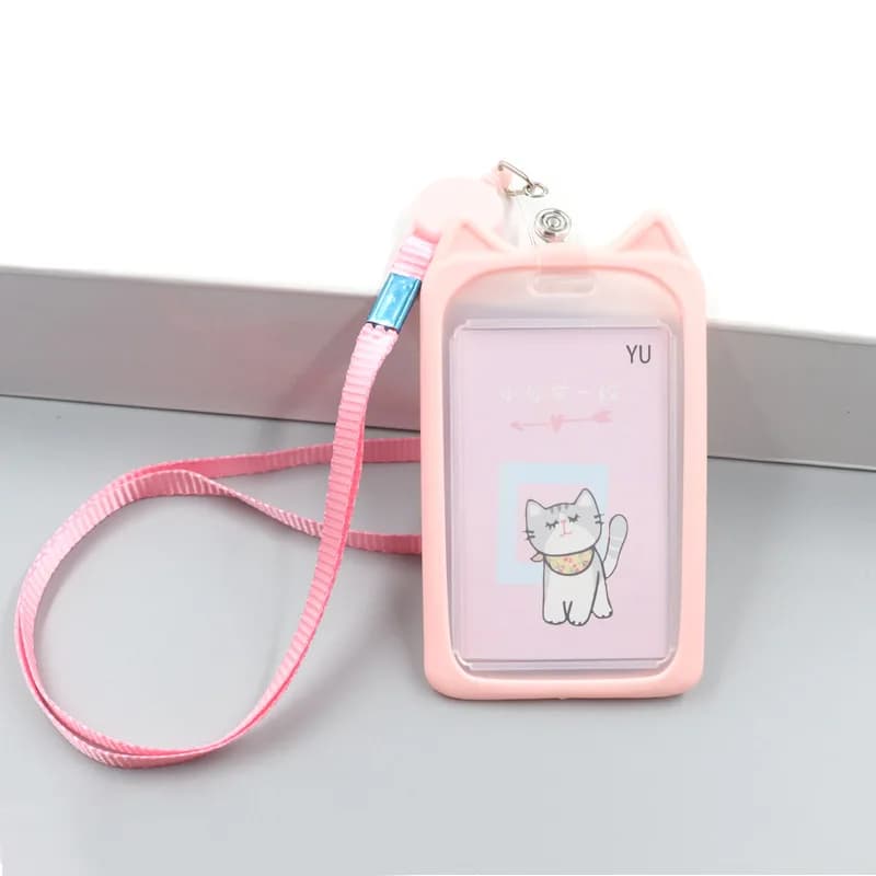 Rabbit Cat Ear Design Girls Women ID Tag passacavo del dipendente custodia per carte da lavoro porta Badge con cordino retrattile per Badge