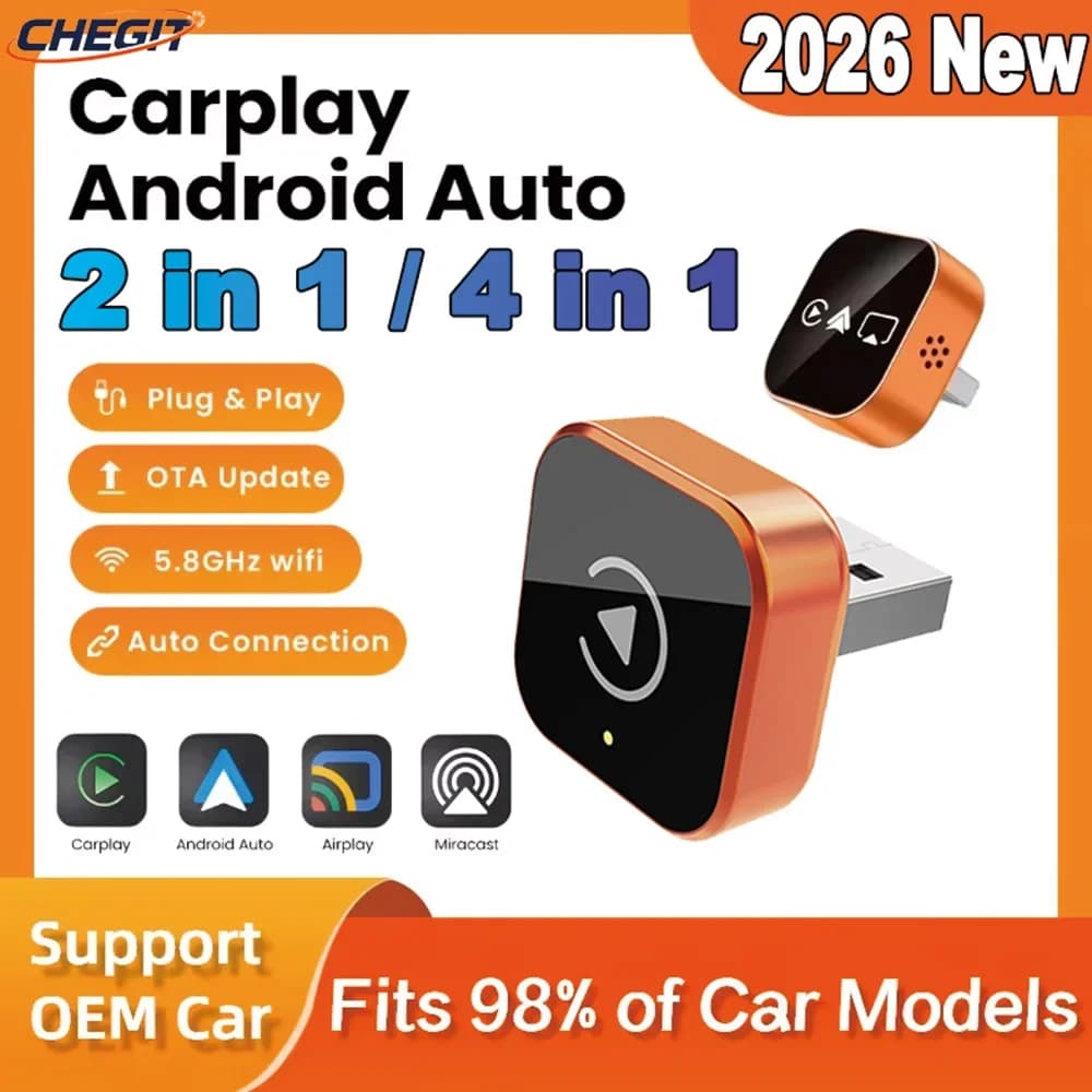 2026 NEW Wireless CarPlay Adapter Android Car 2in1 4in1 Smart Mini Box Plug and Play Fast Connection Universal
