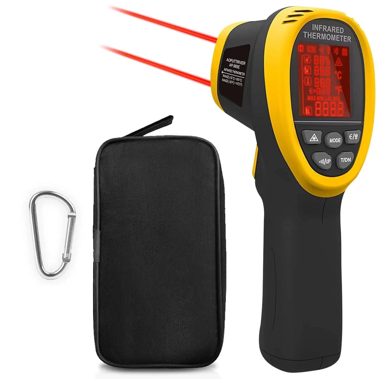 Industrial Pyrometer Infrared Thermometer Gun, -50°C~800°C (1472°F) High Temp Laser Thermometer, Non-Contact Heat Tester