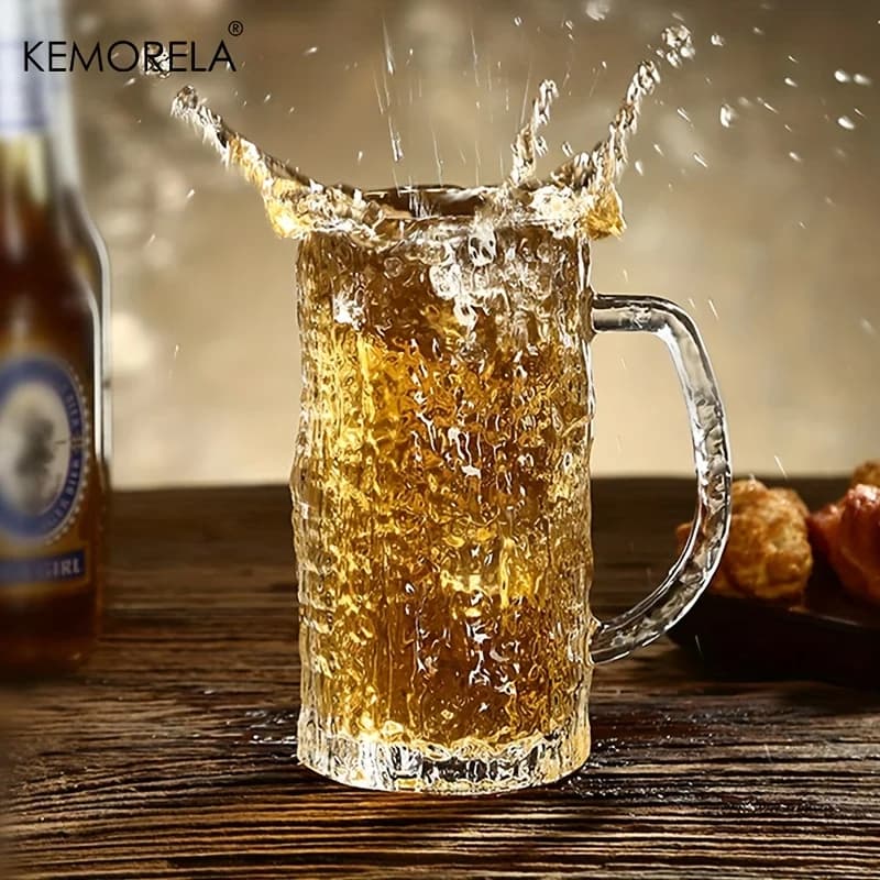 KEMORELA Bicchieri da birra da pub 1/2 pezzi Tazze da pinta a base spessa Texture ghiacciaio smerigliato Vetreria da bar per birra artigianale Lager IPA
