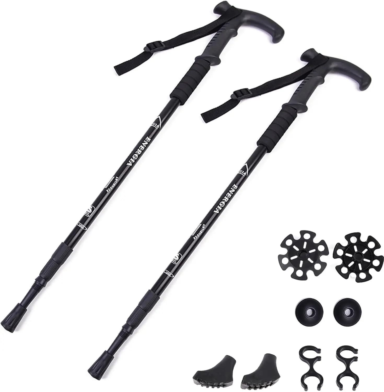 Light and adjustable trekking poles with anti-slip handle for excursions, travel and senior use