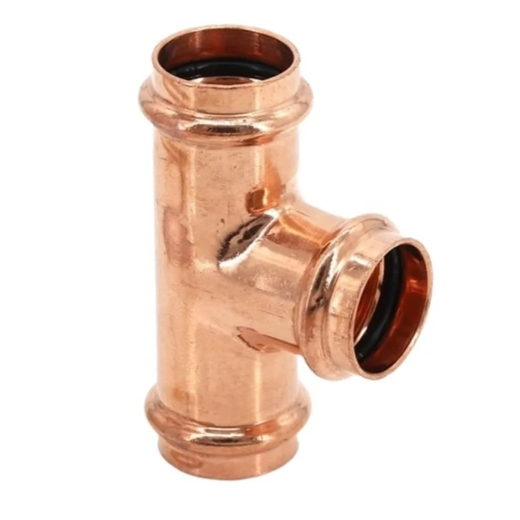 ID 15-54mm Raccordo a pressione con doppio morsetto in rame Diametro uguale Giunto per riscaldamento dell'acqua a forma di T/V a T
