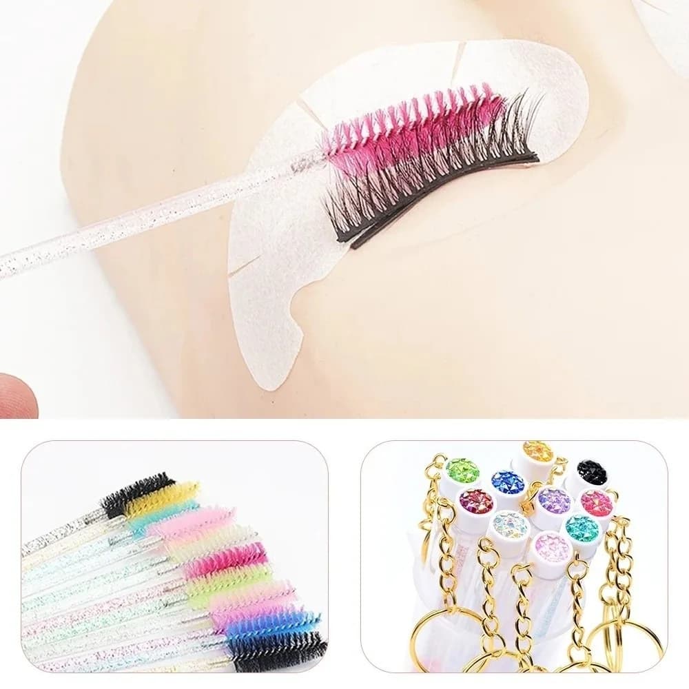 With Keychain Eyelash Brush Tubes Sparkling Reusable Lash Spoolies In Tubes With Container Case Lash Mascara Wands Makeup Tools