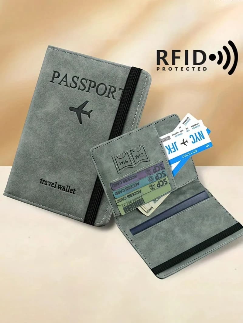 Portafoglio da Uomo in Pelle PU, Porta Passaporto da Viaggio, Porta Carte di Credito, Accessorio da Viaggio Maschile, Porta Passaporto e Biglietti da Visita