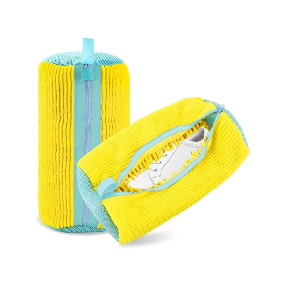 Sacchetto per lavare le scarpe – Sacchetto resistente per lavaggio e asciugatura con cerniera, design a gancio e custodia per asciugare le sneaker (Giallo, 1 pezzo)