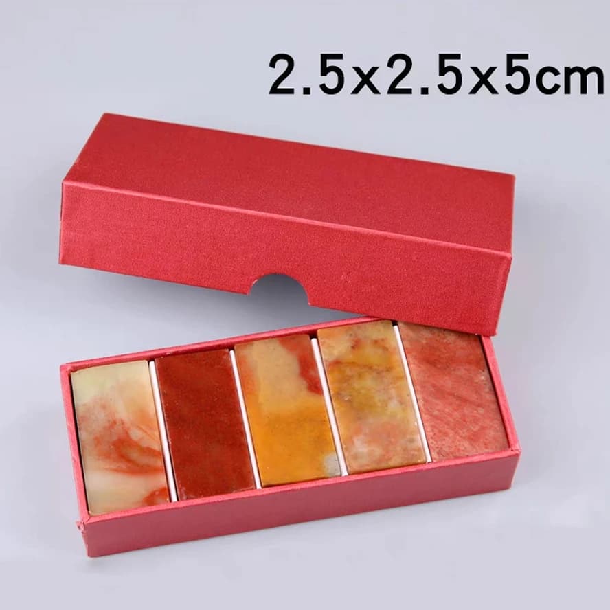 5 Blank Stamp Stone Painting Calligraphy Chinese Shoushan Seal Drawing Art Supplies Set Practice Signet