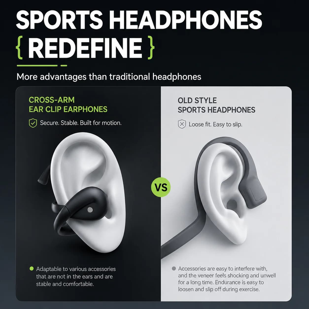 Acer OHR555 Unique Cross Arm Open Ear Headphones 5.8g Cloudy Wear Bluetooth 5.4 Sport Wireless Ear Hook Earbuds