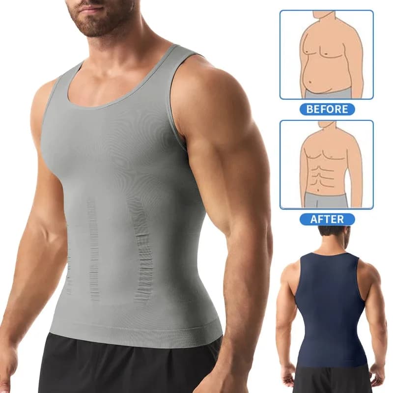 Maglietta Compressiva da Uomo per Modellare il Corpo, Canotta Dimagrante Aderente per Pancia, Intimo Modellante