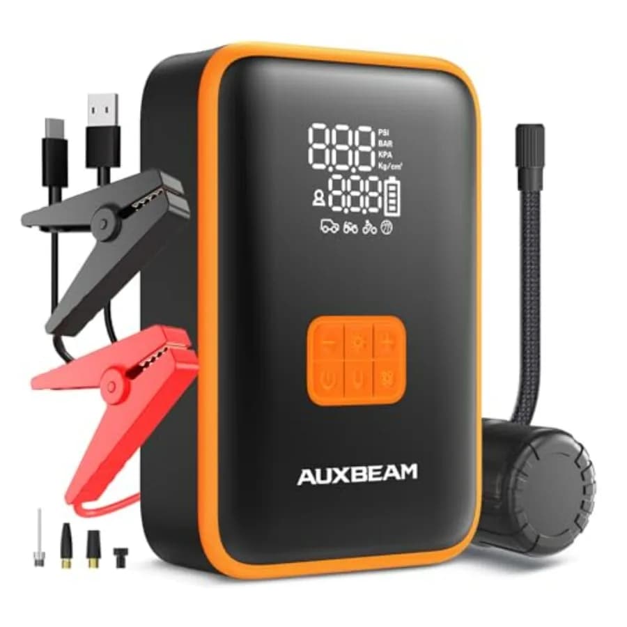 Avviatore di Emergenza per Auto 3500A Portatile con Compressore d'Aria per Motori Benzina fino a 8 Cilindri/Diesel 4.0L, Avviatore 12V con 3 Funzioni