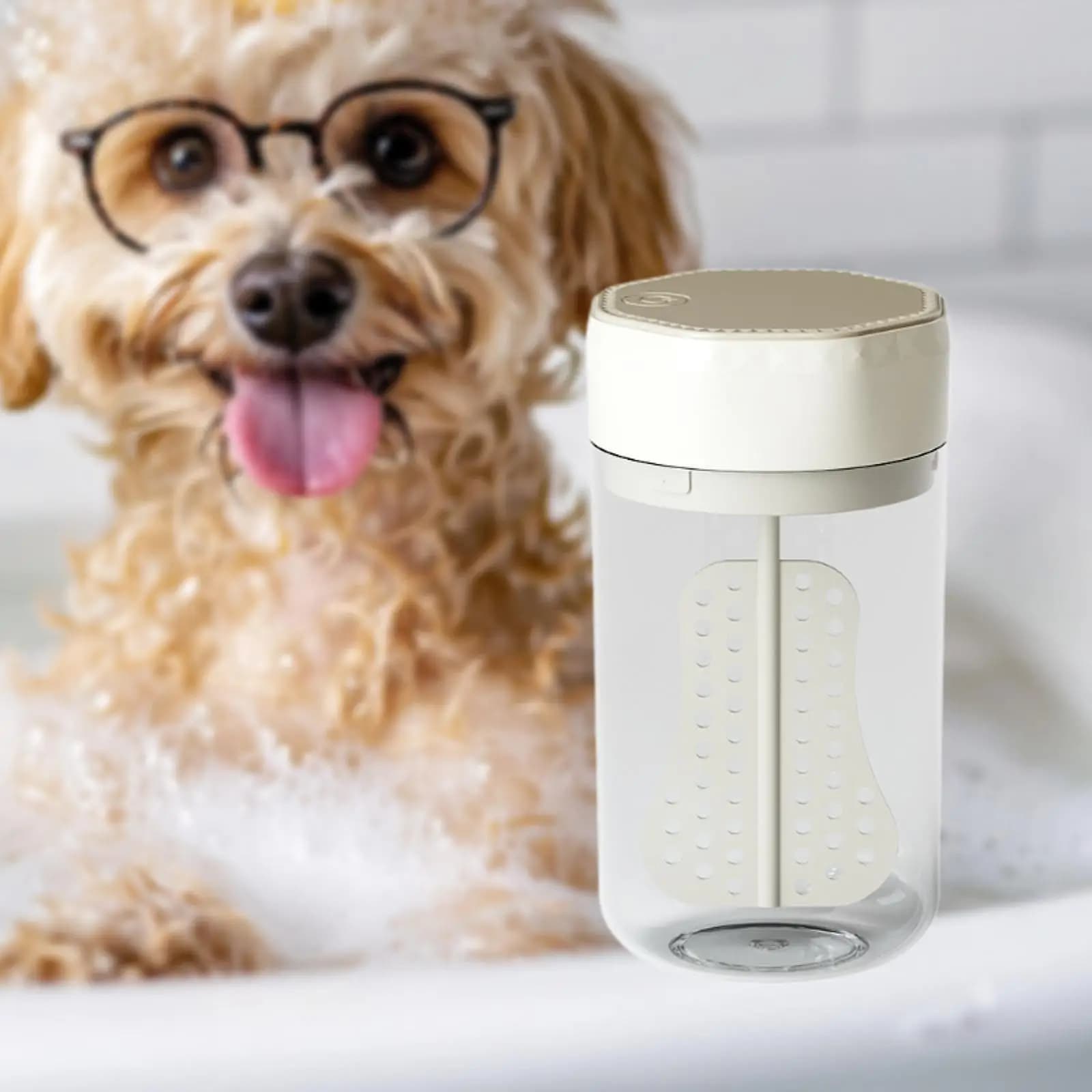Accessori per il Bagno degli Animali Domestici, Pulitore Elettrico a Schiuma, Macchina Schiumogena per il Bagno dei Cuccioli, per Pulizia Profonda e Toelettatura di Cani e Gatti