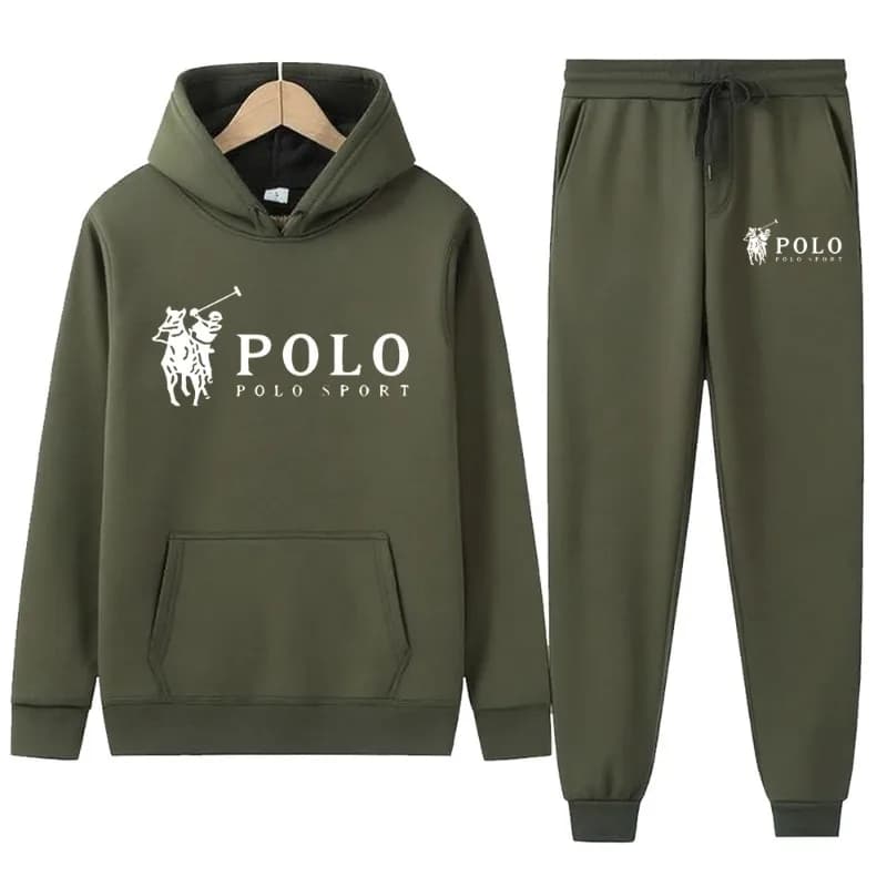 Nuovo Set Due Pezzi Sportivo Casual da Uomo Autunno Inverno 2026 con Giacca con Cappuccio in Pile Ispessito