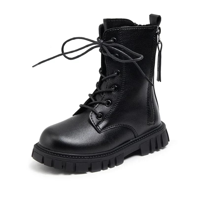 Stivali moda per ragazze Stivali da moto caldi neri Autunno Inverno Stivaletti per bambini Doppia cerniera Stivali di gomma antiscivolo per bambini Nuovo