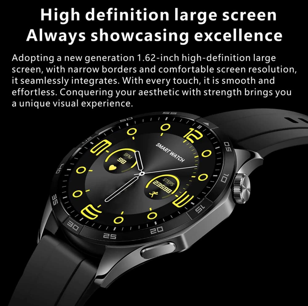 Smartwatch NFC Bluetooth con Chiamate per Uomo, Impermeabile, Schermo HD 1.62'', Bussola, 400mAh, Assistente Vocale AI, Monitoraggio Sport, Fitness, Salute e Sonno