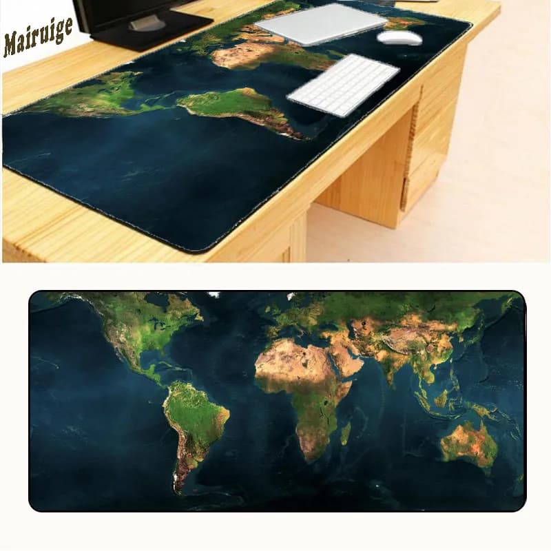 Mairuige Earth Map Large Mouse Pad Rubber Anti-Slip Gaming Notebook Lock Edge Mpusepad Office Desk Accessories Mouse Carpet