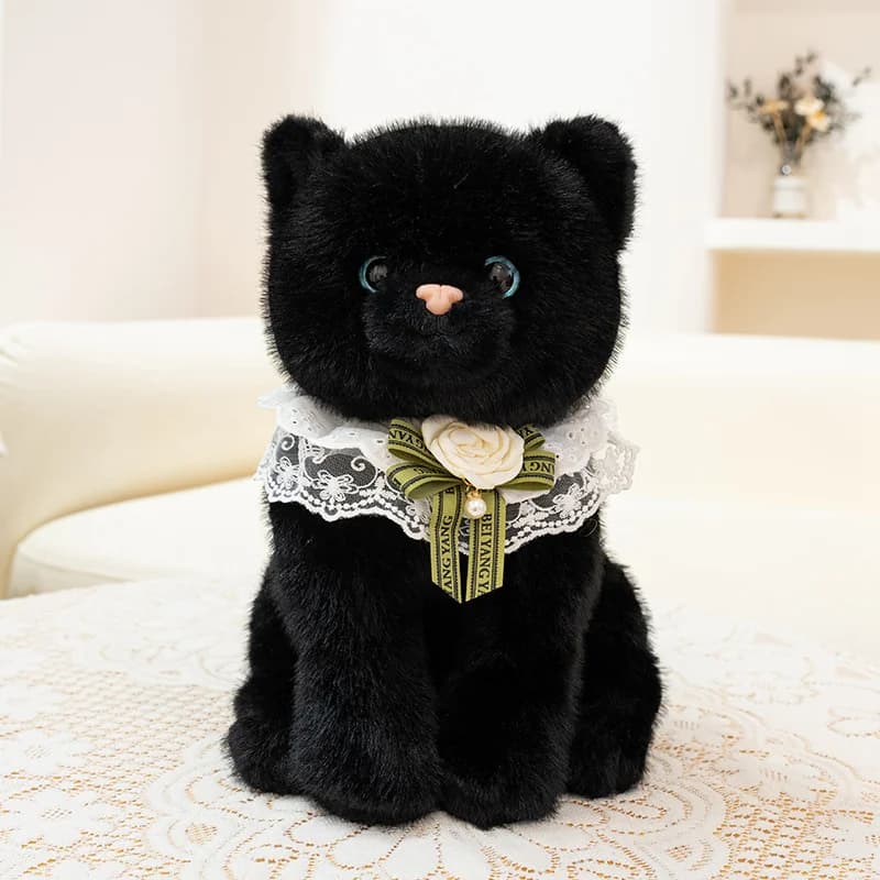 33 cm/45 cm simpatico gatto realistico peluche simulazione morbido e confortevole gatto nero gattino farcito regalo di compleanno