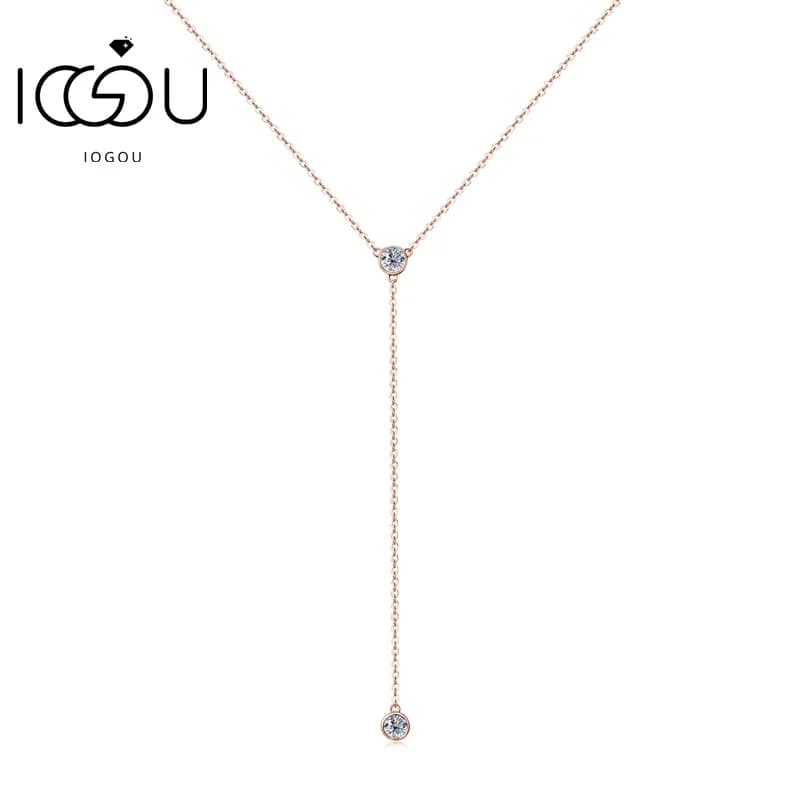IOGOU D Colore Moissanite Collana di diamanti per le donne Ciondolo nappa Argento 925 Oro rosa / Placcato oro giallo Gioielli per ragazza sexy