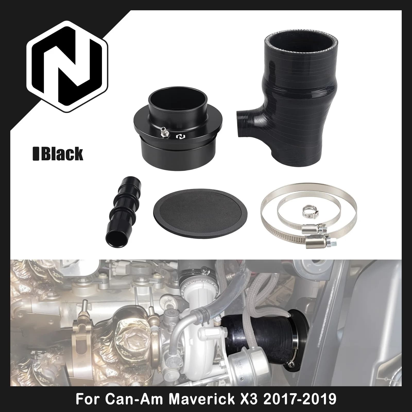Kit Tubi di Aspirazione in Silicone NICECNC per Modelli Can Am Maverick X3 Turbo 2017-2019 4x4 Max, Sistema di Aspirazione Fuoristrada in Silicone e Alluminio