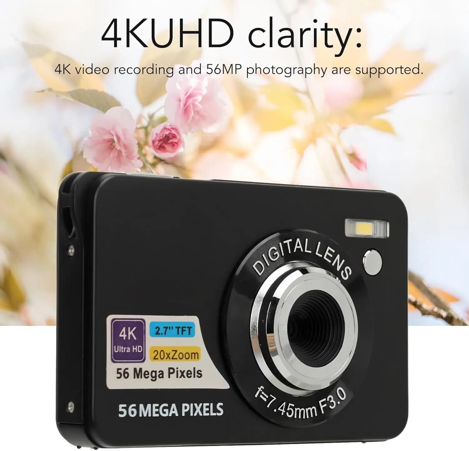 Digital camera for children for photography 4K camera UHD 20X 56MP Face detection Autofocus camera Webcam with 2,7 inch screen