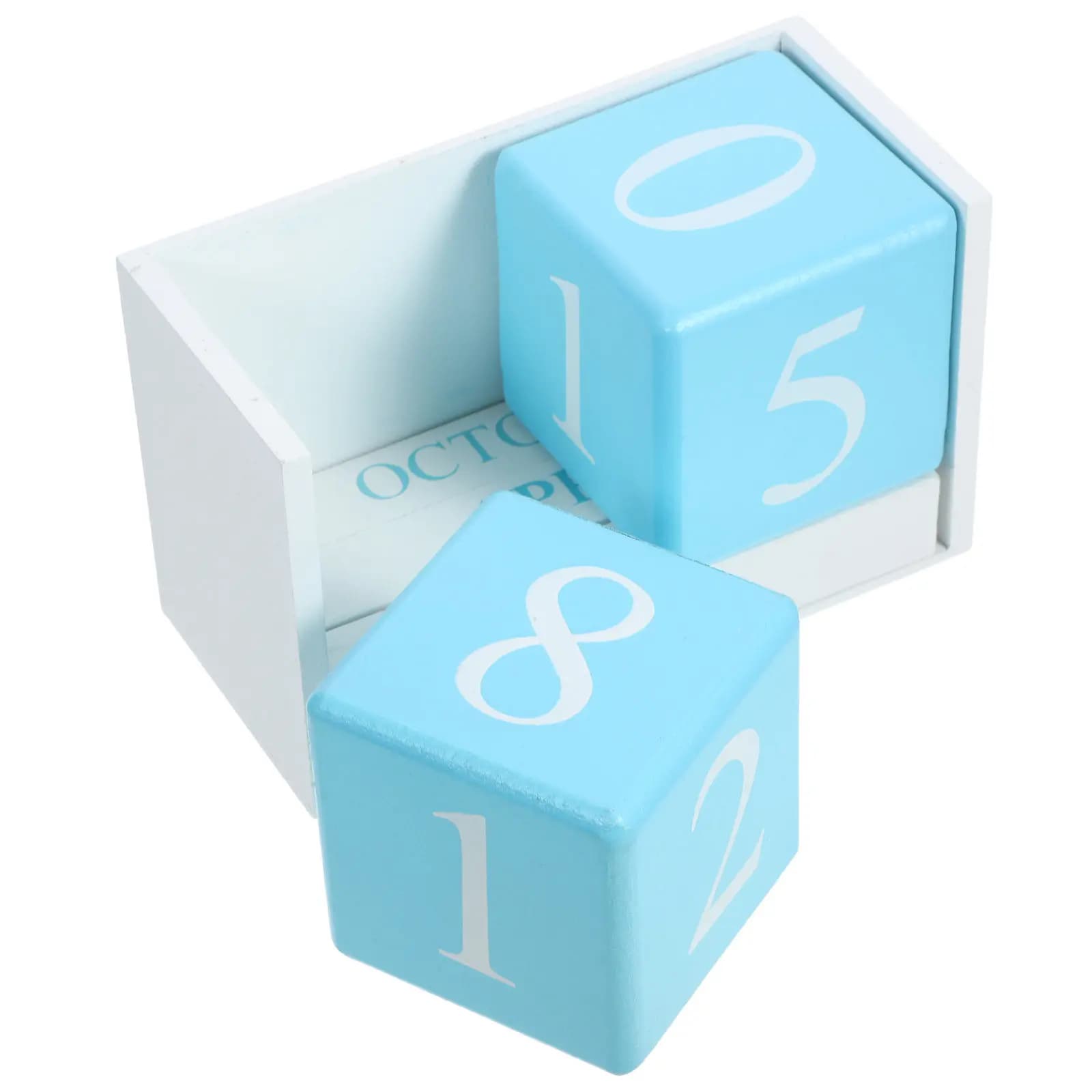 Elegante Calendario Perpetuo da Tavolo in Legno con Design a Blocchi Girevoli per Casa e Ufficio