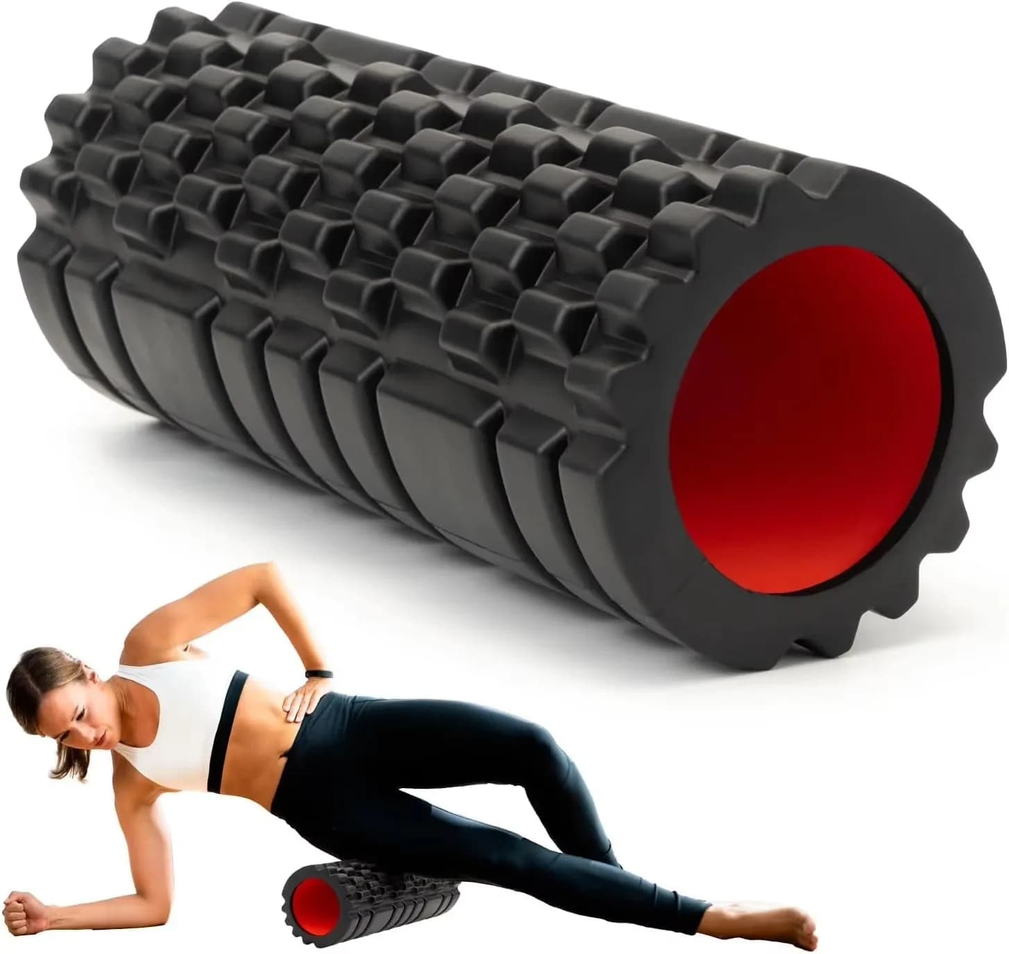 EVA Foam Roller for Yoga and Fitness, Massage Stick Background Fabrics, Suitable for Back Muscles, Life and Legs