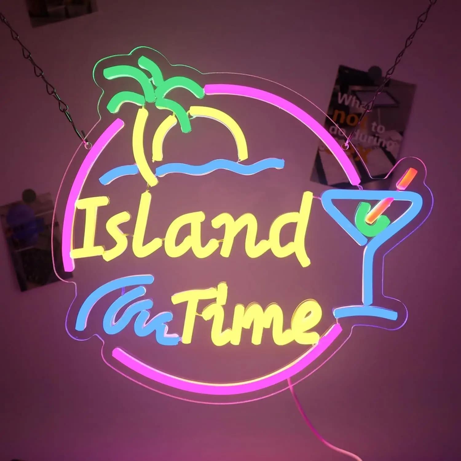Insegna al Neon LED 'Island Time' per Decorazione Murale, Bar Tropicale, Festa, Negozio, Man Cave, Casa, Decorazione Artistica da Interni, Regalo