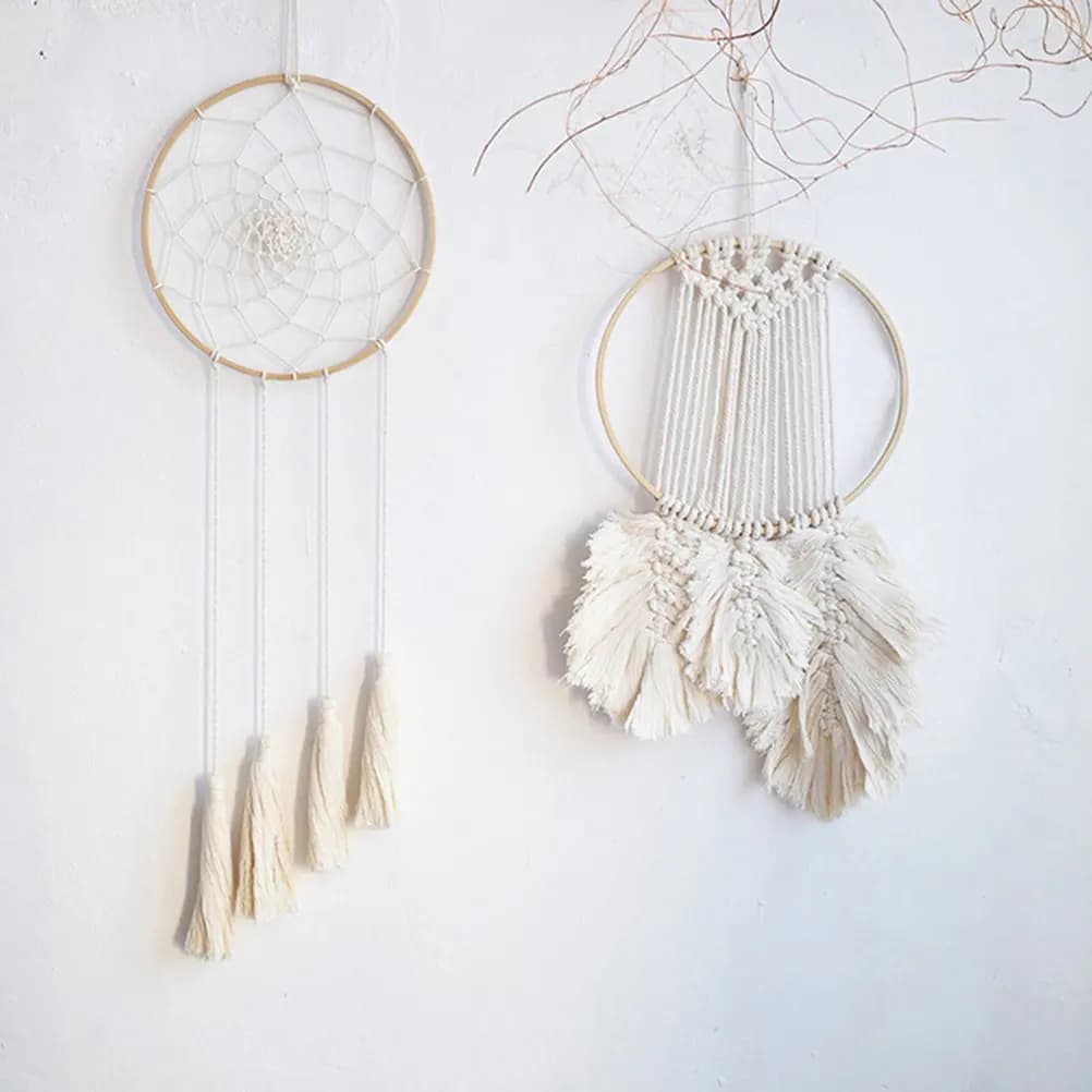 Bamboo Circle Decoration DIY Dream Catcher Hoops Floral Wreath Ring Holiday Party Garland Wall Hanging Crafts Bamboo Craft Rings