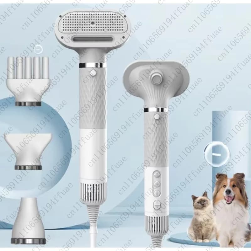 Asciugacapelli portatile 5 in 1 per cani con regolazione intelligente della temperatura e spazzola di bellezza
