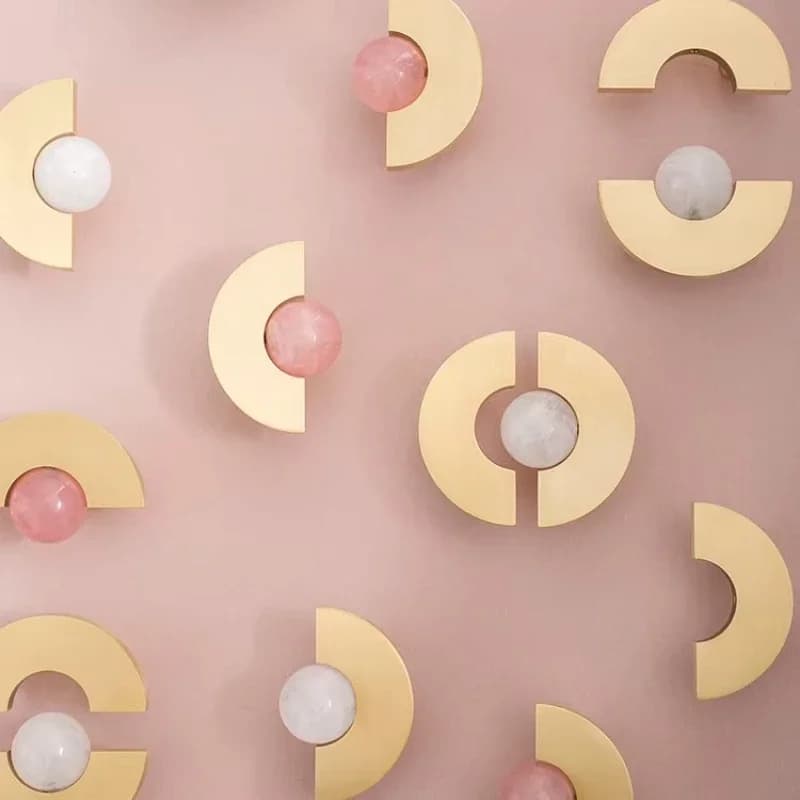 Maniglia per Mobili in Ottone con Sfera di Cristallo Bianco Naturale, Pomello per Cassetti e Armadi, Maniglia Creativa per Cucina, Decorazione per la Casa, Ferramenta per Guardaroba