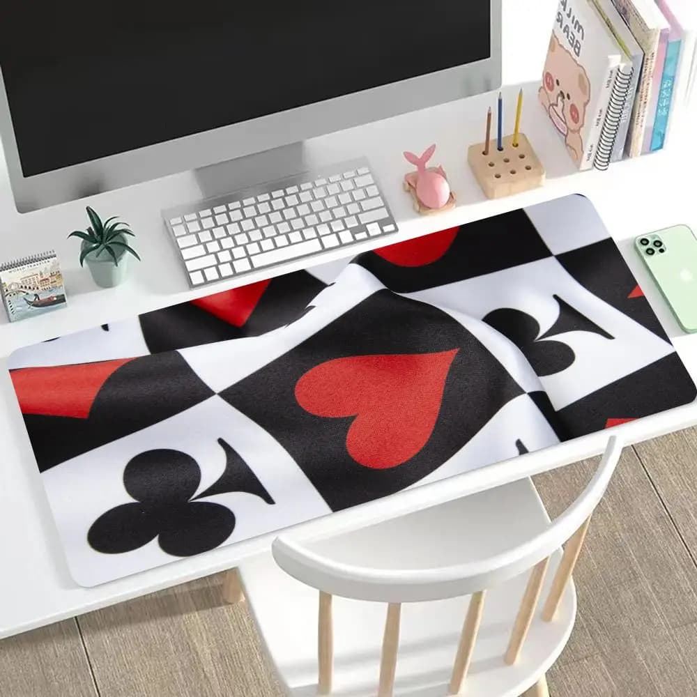 Tappetino per mouse con motivo carte da gioco, HD, esteso, per tastiera da gaming, grande, 90x40cm, XXL, per gamer