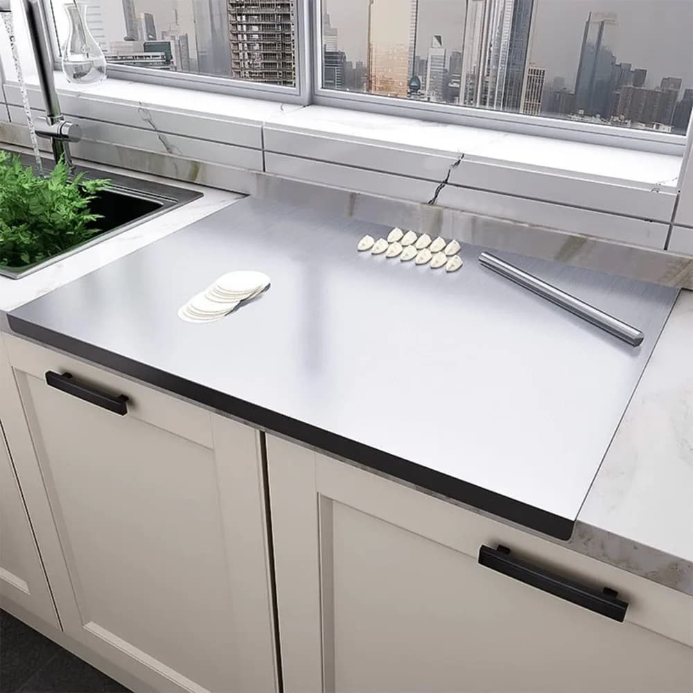 Tagliere da Cucina in Acciaio Inossidabile 304 per Alimenti, Antiscivolo, Adatto per Tagliare Verdure e Pasticcini