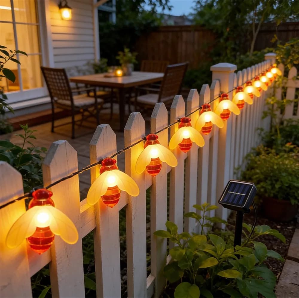Luci Solari a Forma di Ape, Ghirlanda Luminosa per Esterni, Decorazione per Matrimoni, Giardini, Feste, Alberi di Natale, Decorazione a Tema Ape
