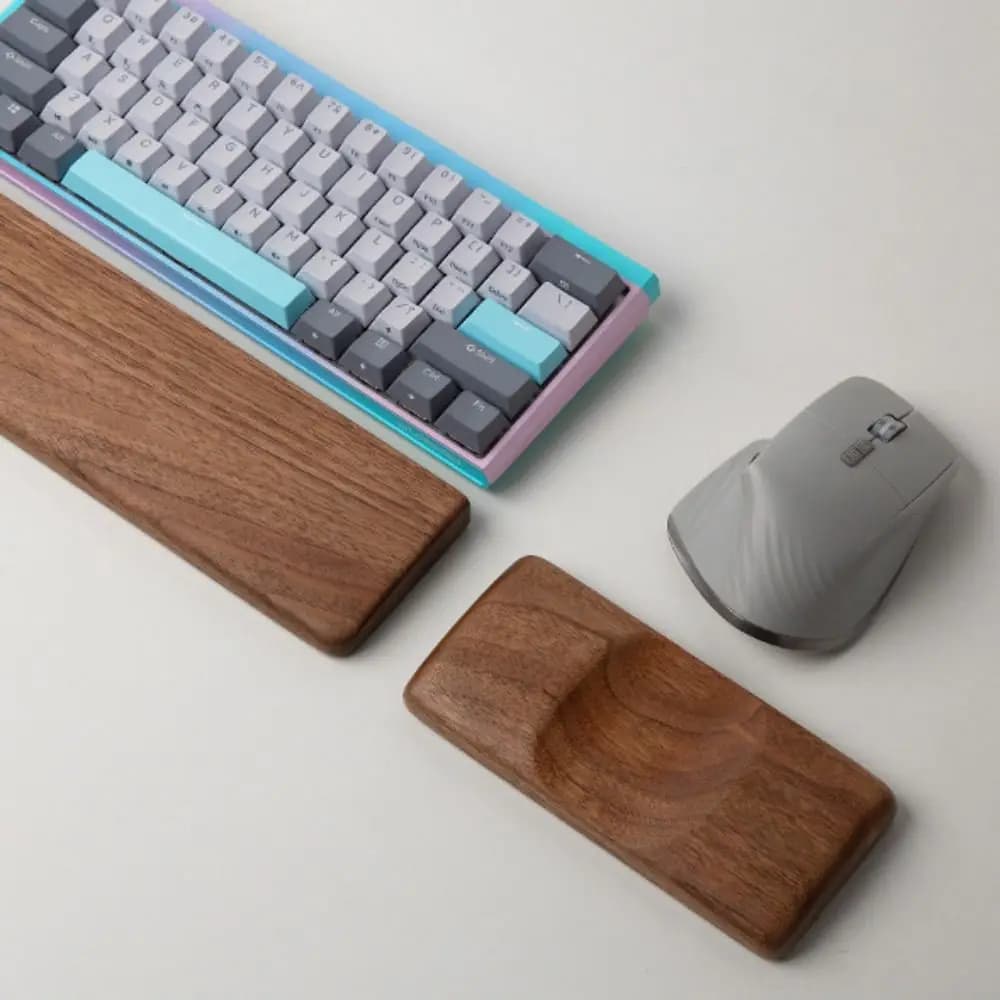 Poggiapolsi Ergonomico in Legno Massello Antiscivolo, Superficie Liscia, Cuscino di Supporto per Mani Stile Vintage, Accessori per Computer