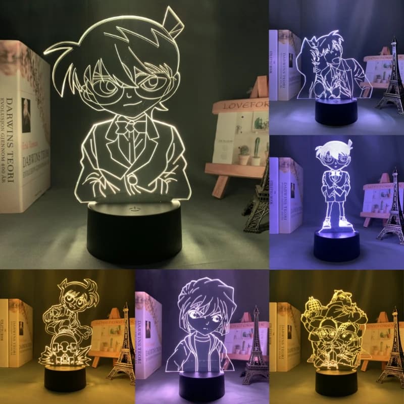 Detective Conan 3D Night Lights Anime Figure Conan Edogawa Haibara Ai lampade da scrivania per bambini Kawaii Bedhead camera da letto decorazione