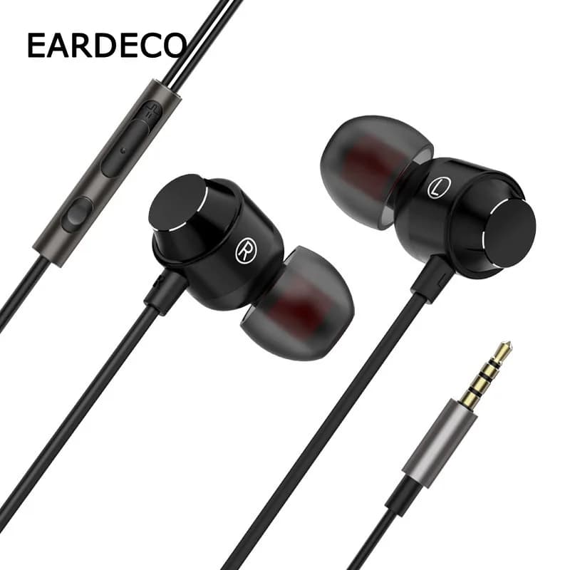 EARDECO 3.5 mm wired headphones with microphone, HiFi headphones with bass, music stereo headphones, Mp3 sports headphones and phone