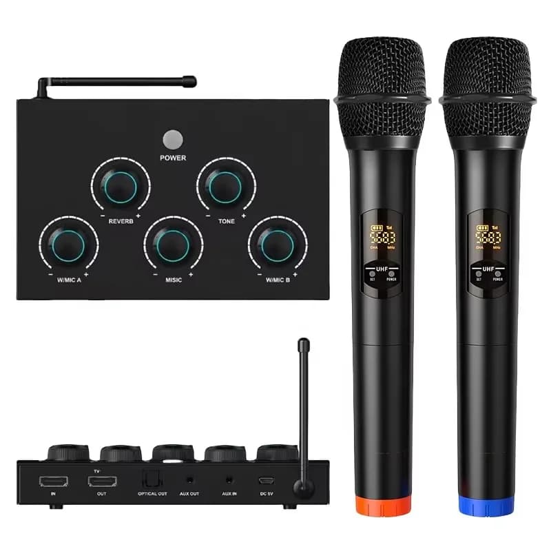 Portable HDTV Wireless Microphone Mixer Mikrofone Karaoke Machine Micro Karaoke Optical Wireless Karaoke Mixer