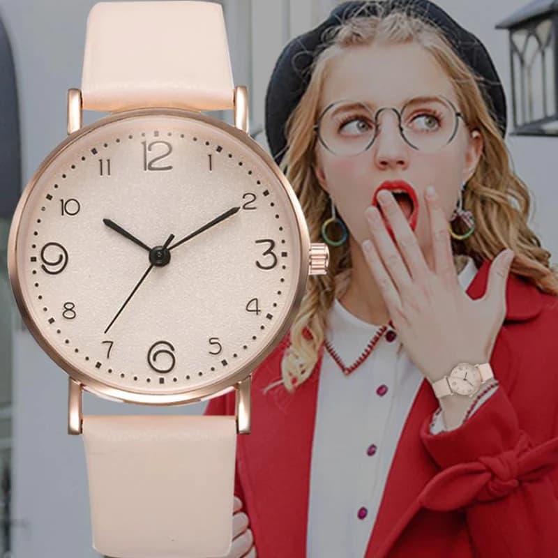 New Casual Luxury Women's Watch with Leather Strap, Simple Style and Fashion, Quartz Dust Clock, Reloj Mujer