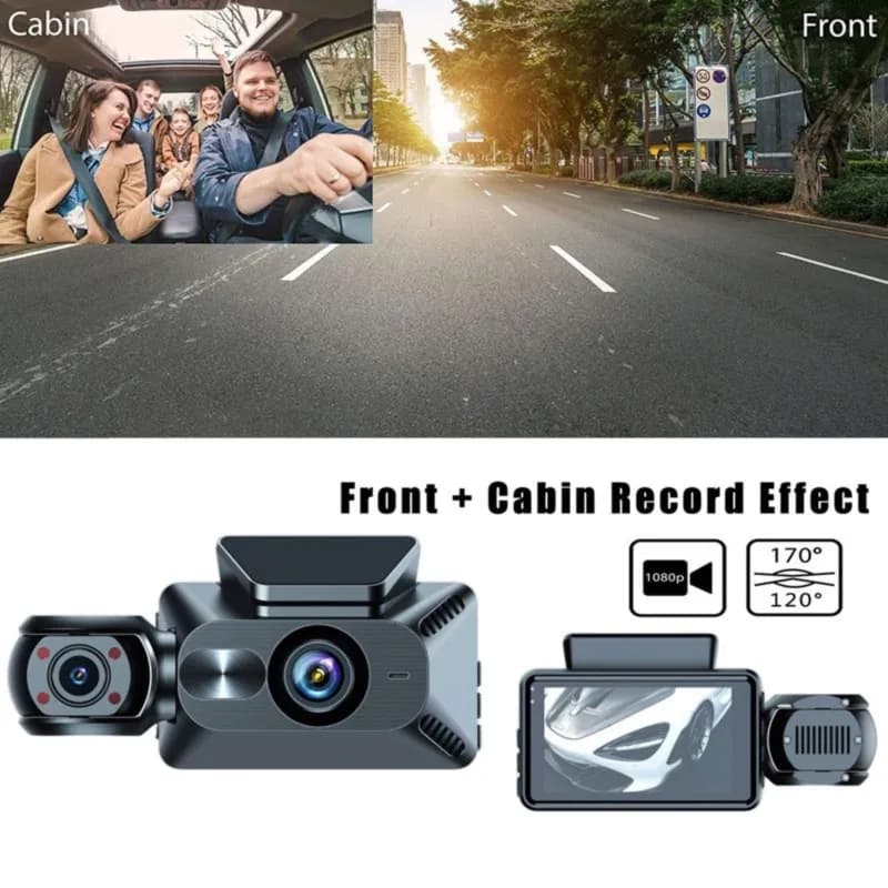 Super Sale 1080P Car Dash Cam Wifi 3 Channel Front Inside Rear Car Cam Night Vision Loop Recording Car Video Recorder Camera