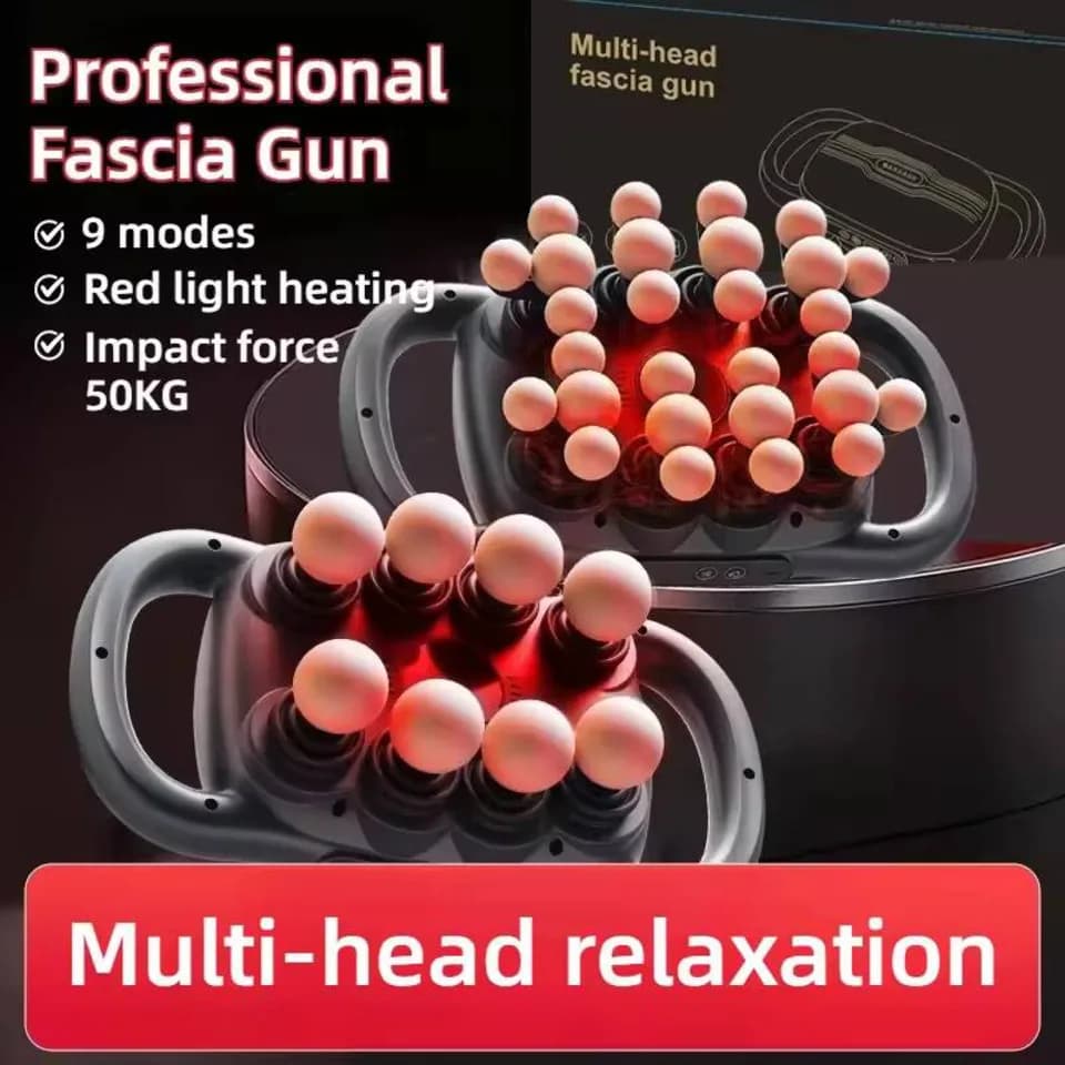 Multi-head Fascia Machine Gun Professional Strong Full Body Deep Tissue Massage Machine Wireless Portable Vibration Masage Tools