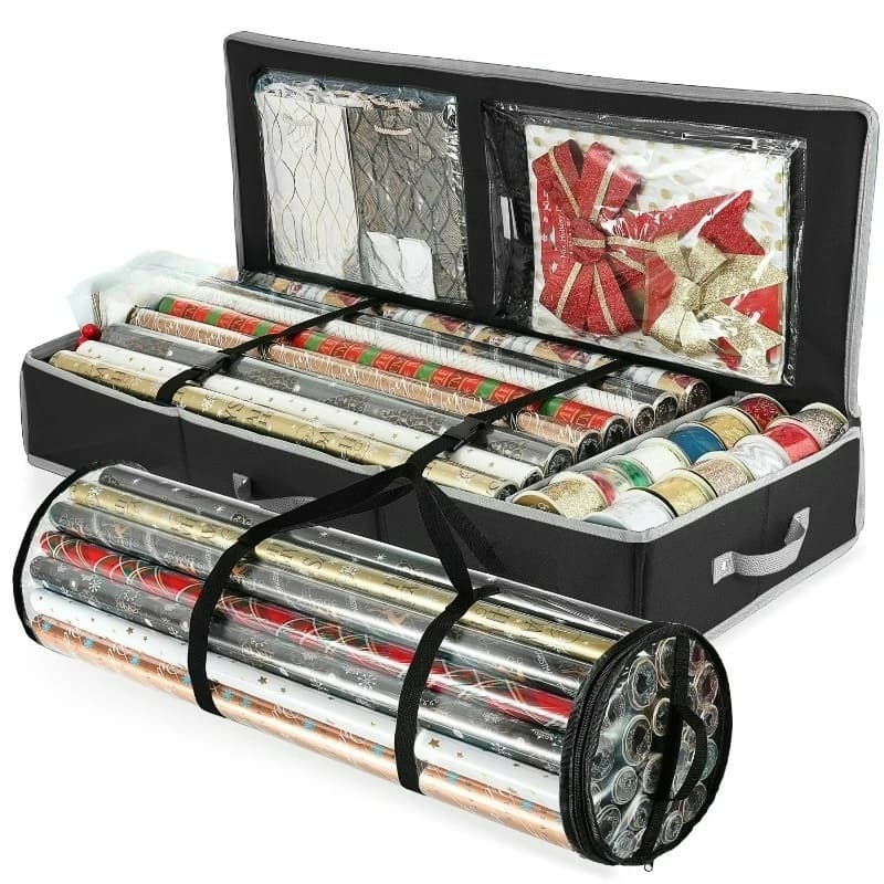Set di Carta da Regalo Natalizia e Scatola Portaoggetti per Accessori Festivi - 40 x 14 x 6 pollici