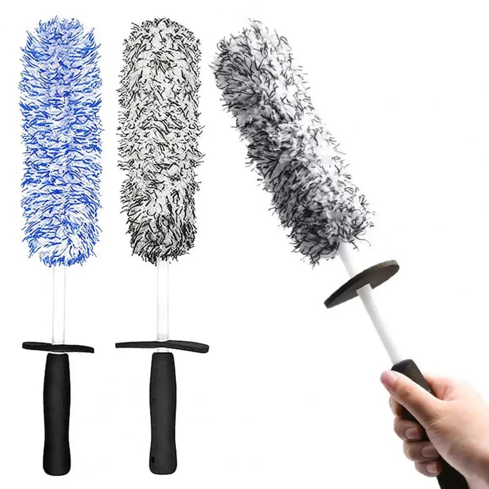 Spazzola per Ruote 42cm in Microfibra, Pulitore per Cerchioni, Spazzola Morbida in Fibra Sintetica per Pneumatici, Strumento Multifunzionale per Lavaggio Auto 90
