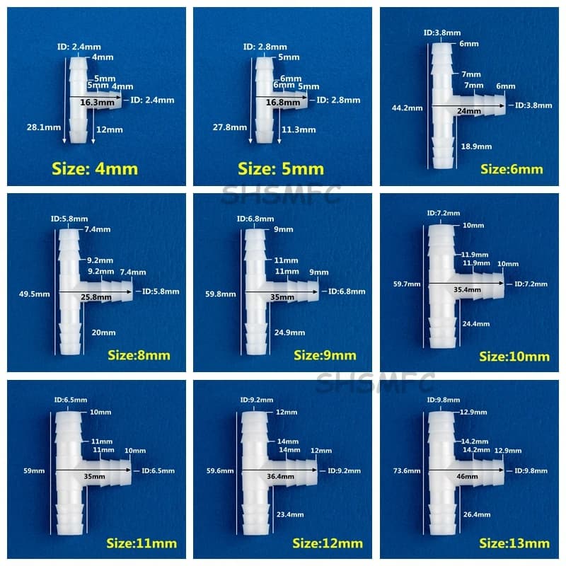 5 ~ 150 pz 4-13mm PE Pagoda Tee connettori per tubi raccordi per sistemi di irrigazione Micro acquario serbatoio di pesce pompa d'aria giunti aeratori