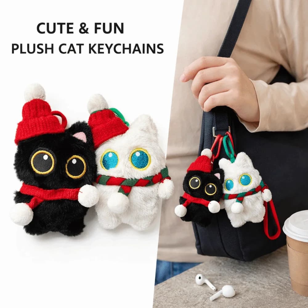 New Black Cat Design Black Cat Adorable Soft Car Keyring Accessories Kawaii Gift Keyring Decor